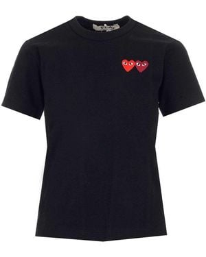 COMME DES GARÇONS PLAY Logo-embroidered Cotton T-shirt - Black