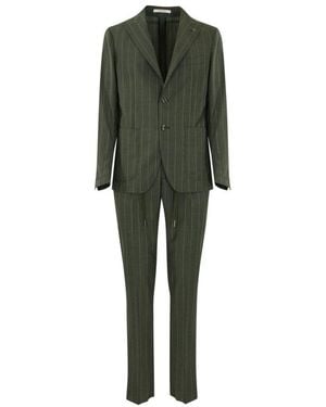 Tagliatore Single-Breasted Pinstriped Tailored Suit - Green