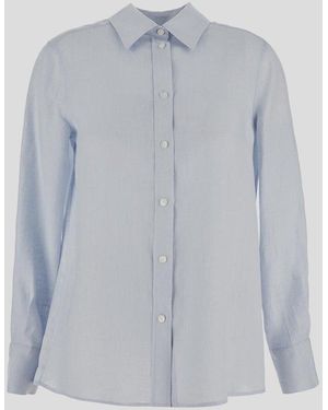 Lardini Long Sleeve Button-Up Top - Blue