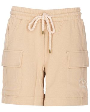 Twinset Logo Embroidered Elasticated Waistband Shorts - Natural