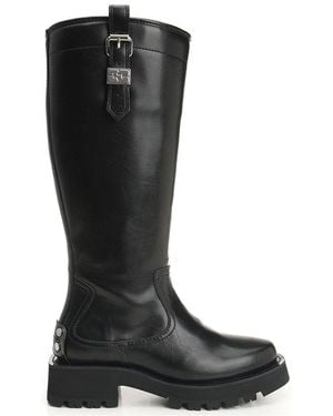 Ganni Buckle Detailed High Boots - Black