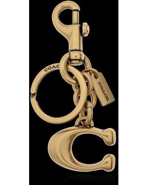 COACH Logo Plaque Keychain - Black