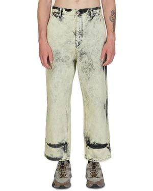 OAMC Bleached-Effect Wide-Leg Turn-Up Hem Jeans - Green