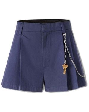 Alexander Wang Chain-Detailed Pleated Shorts - Blue