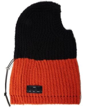 Song For The Mute Two-Toned Oversized Knitted Balaclava - Red