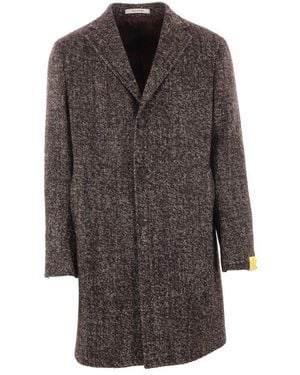 Tagliatore Herringbone Single-Breasted Long Sleeved Coat - Grey