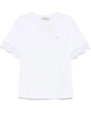 Twinset Lace Trim T-Shirt - White