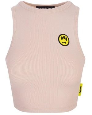 Barrow Rubberised-Logo Crewneck Tank Top - Natural