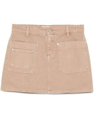 Blumarine Logo Embroidered Mini Skirt - Natural