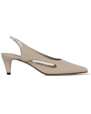 BY FAR Runa Fossil Pointed Toe Slingback Court Shoes - Natural