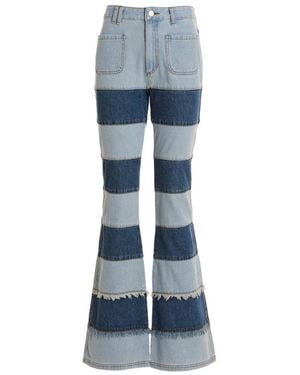 ANDERSSON BELL Mahina Patchwork-Stripe Wide-Leg Jeans - Blue