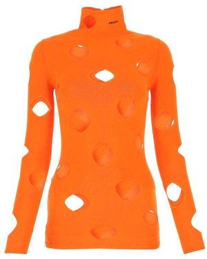 Prada Cut-Out Turtleneck Jumper - Orange