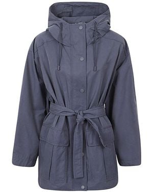 Weekend by Maxmara Water-Repellent Twill Hooded Jacket - Blue