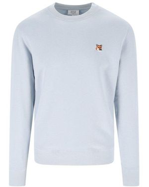 Maison Kitsuné Fox Head Patch Crewneck Sweatshirt - Blue