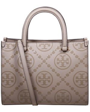 Tory Burch T Monogram Embossed Tote Bag - Grey