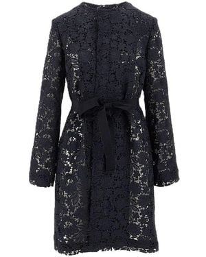 P.A.R.O.S.H. Lace Detailed Tied-Waist Jacket - Black