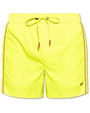 DIESEL Bmbx-Ken Logo Plaque Drawstring Swim Shorts - Yellow