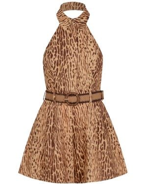 Zimmermann Cascadian Halterneck Sleeveless Playsuit - Brown
