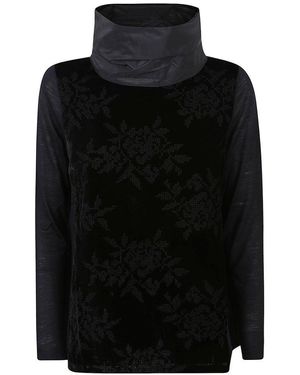 Whyci Floral Long Sleeve Top - Black