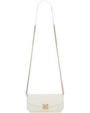 McQueen Small Skull Flower Embellished Shoulder Bag - White