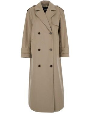 Theory Oversized Double-Breasted Gabardine Trench Coat - Natural