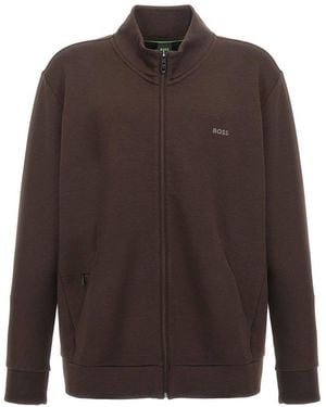 BOSS Skaz Logo Printed Zipped Sweatshirt - Brown