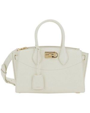 Ferragamo New Studio Medium Soft Bag - White