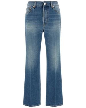 Gucci Cropped Flared Denim Jeans - Blue