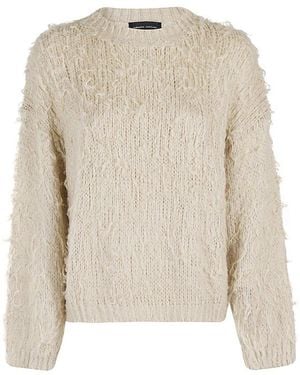 Roberto Collina Beige Navy Thick store Chunky Cable Knit V-Neck Sweater 48