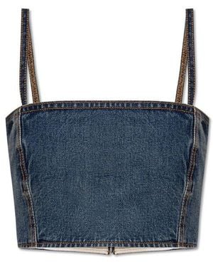 Alaïa Denim Bustier Top - Blue