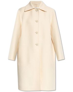 Jil Sander Buttoned Mid-Length Coat - Natural