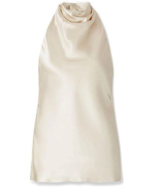 Balmain Halterneck Crepe Satin Top - Natural