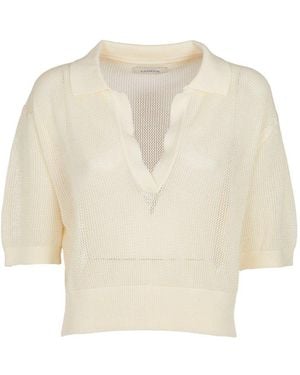 Laneus Cropped Ribbed Top - Natural