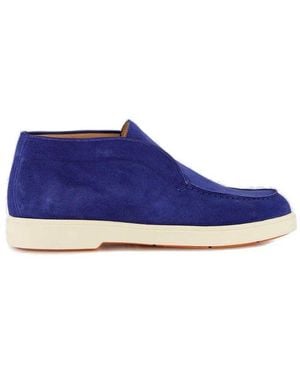 Santoni Round-Toe Slip-On Loafers - Blue