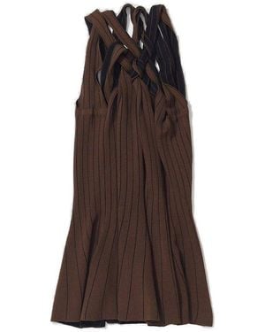 Y. Project Braided Neck Knit Dress - Brown