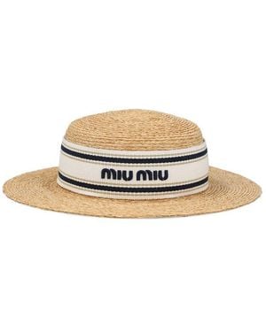 Miu Miu Logo Embroidered Hat - White