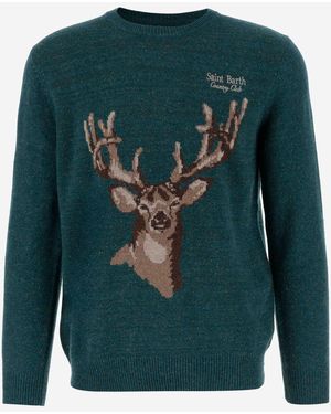 Mc2 Saint Barth Wool Blend Jumper With Logo - Green