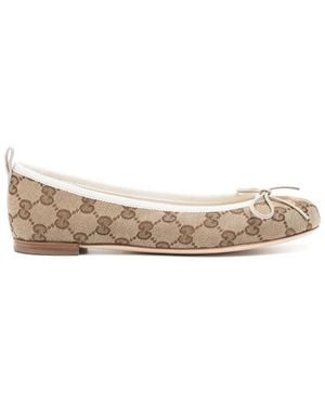 Gucci Gg Monogram Slip-On Ballerina Shoes - Natural
