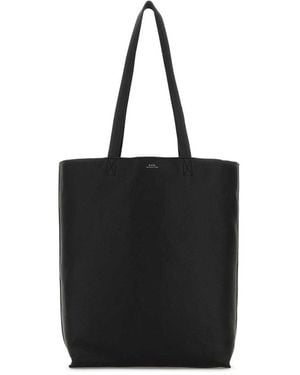 A.P.C. Maiko Logo Stamp Shopping Bag - Black