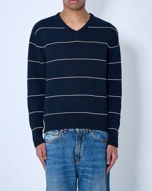Noah Striped Knit Jumper - Blue