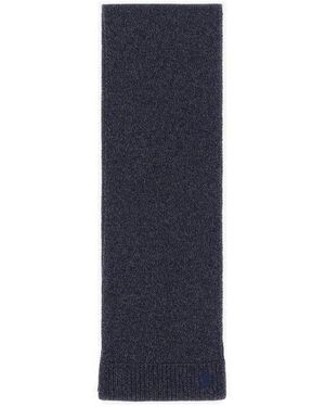 Roberto Cavalli Logo Embroidered Ribbed Scarf - Blue