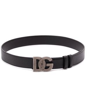 Dolce & Gabbana Dg Logo Plaque Buckle Belt - White