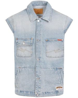 Martine Rose Washed Denim Gilet - Blue