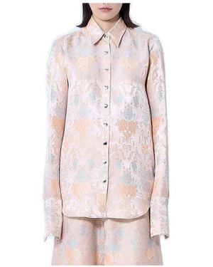 Dries Van Noten Jacquard Curved Hem Shirt - Pink