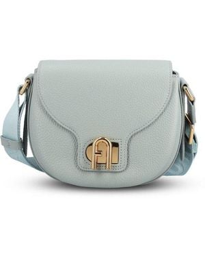 Furla Logo Plaque Foldover-Top Shoulder Bag - Gray