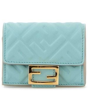 Fendi Light Leather Baguette Wallet - Blue