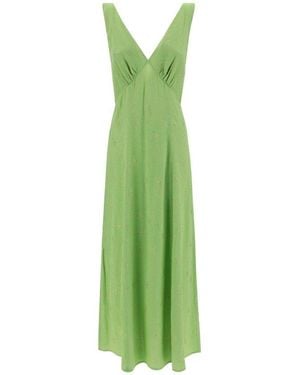 RIXO London Sandrine Glitter Embellished V-neck Dress - Green