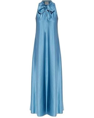 Forte Forte Bow Neck Maxi Dress - Blue