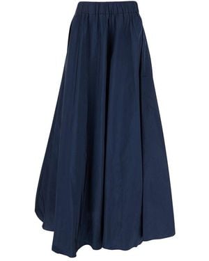 P.A.R.O.S.H. Flowing Maxi Skirt With Elastic Waistband And Versatile Silhouette - Blue
