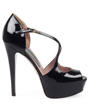 Gucci Lili Platform Open Toe Sandals - Black